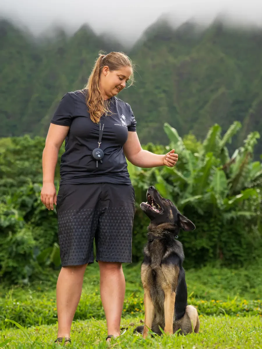 Laycee training a dog